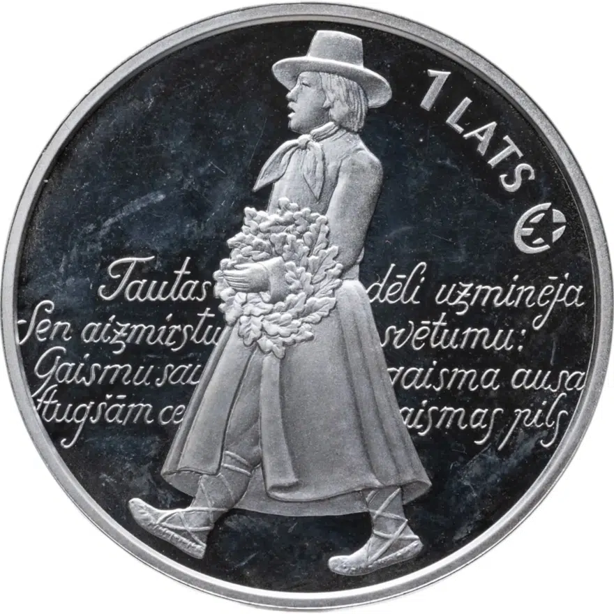 Латвия 1 лат (lats) 2008 песенный фестиваль, реверс