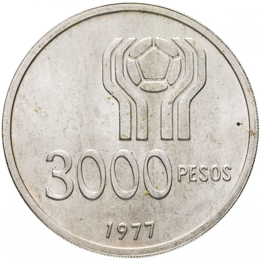 Аргентина 3000 песо (pesos) 1977 Чемпионат мира по футболу, Аргентина 1978