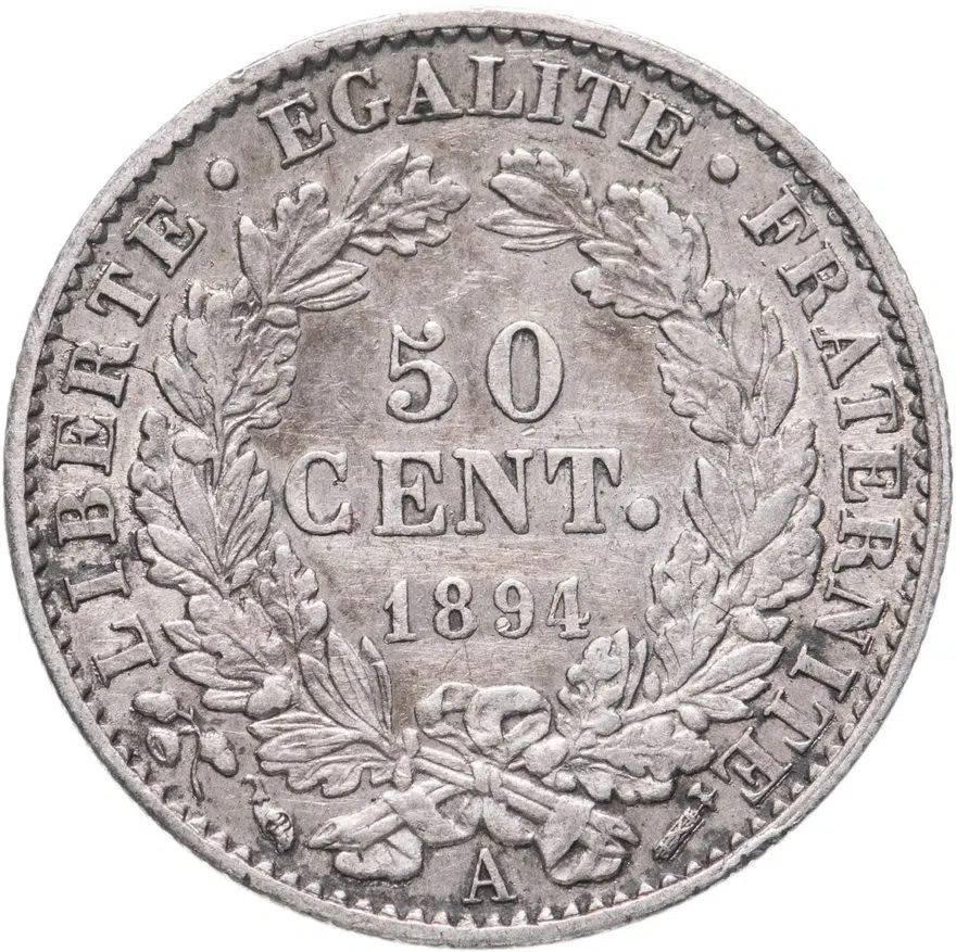 Франция 50 сантимов (centimes) 1894, реверс