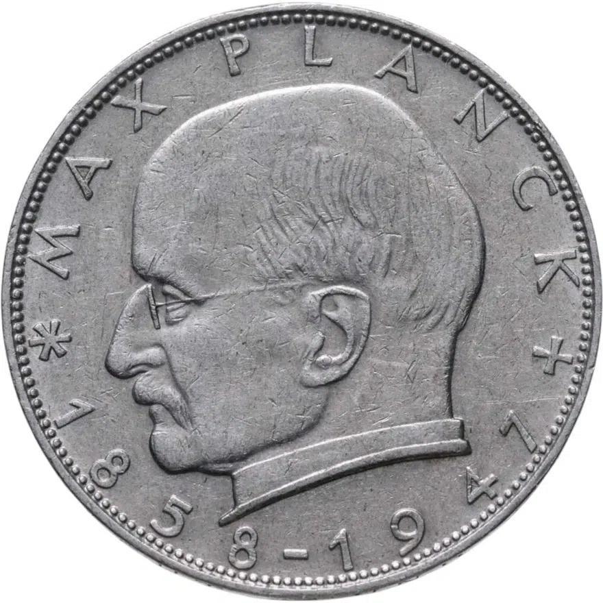 Германия (ФРГ) 2 марки 1964 Макс Планк знак монетного двора: "D" - Мюнхен, реверс
