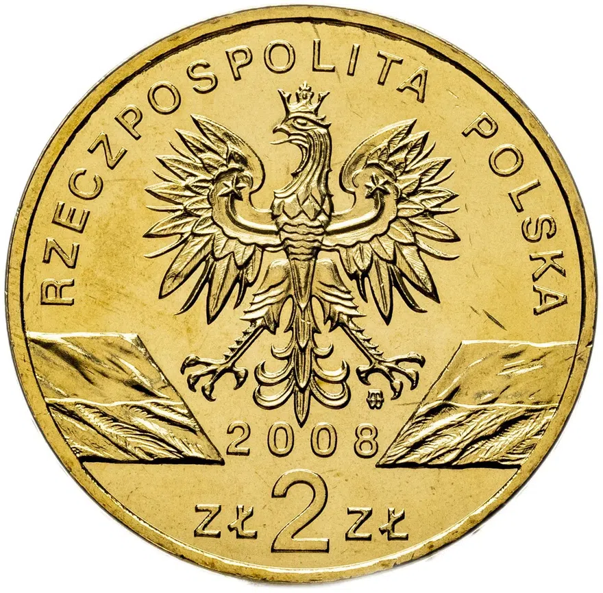Польша 2 злотых (zlote) 2008  Всемирная природа - Сапсан, реверс
