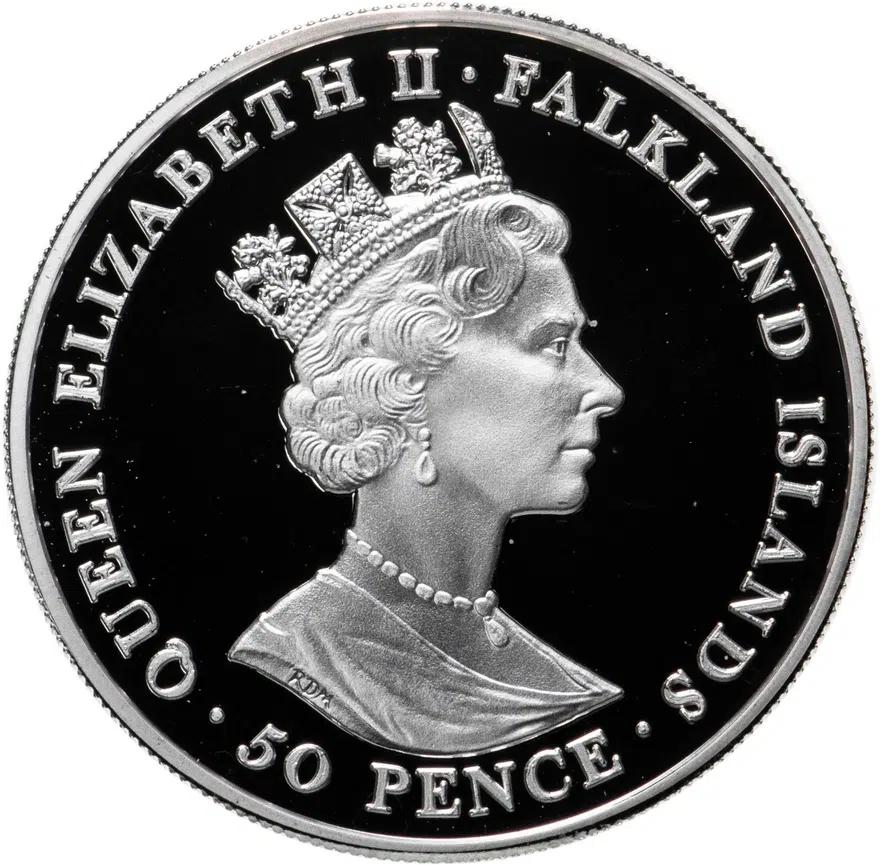 Фолклендские острова 50 пенсов (pence) 2002  Елизавета II и Королева Мать, реверс