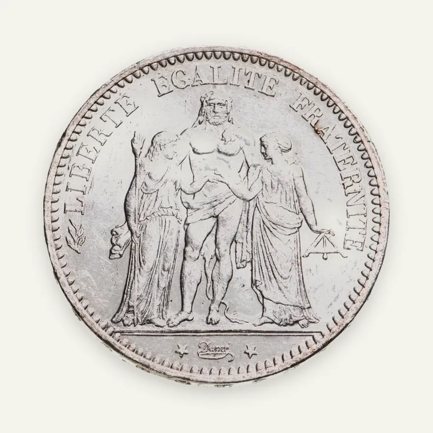 Франция 5 франков (francs) 1874 A Геркулес знак монетного двора: "A" - Париж, реверс