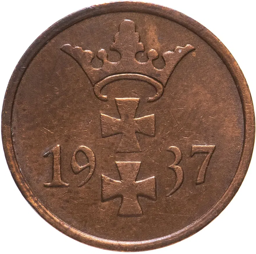 Данциг 1 пфенниг (pfennig) 1937, реверс