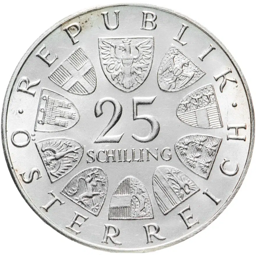 Австрия 25 шиллингов (shilling) 1967  250 лет со дня рождения Марии Терезии, реверс