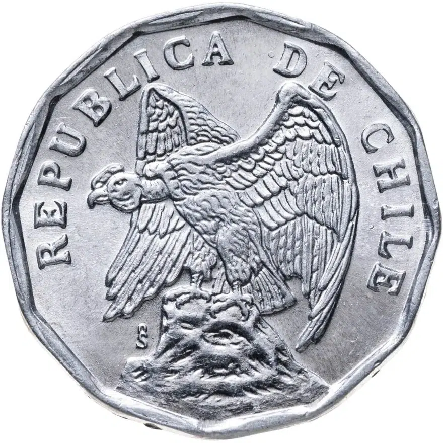 Чили 5 сентаво (centavos) 1976  Алюминий /серый цвет/, реверс
