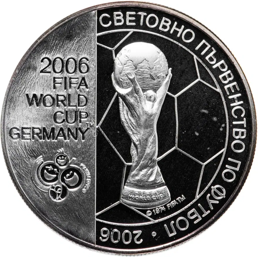 Болгария 5 левов 2003  чемпионат мира по футболу 2006 в Германии, аверс