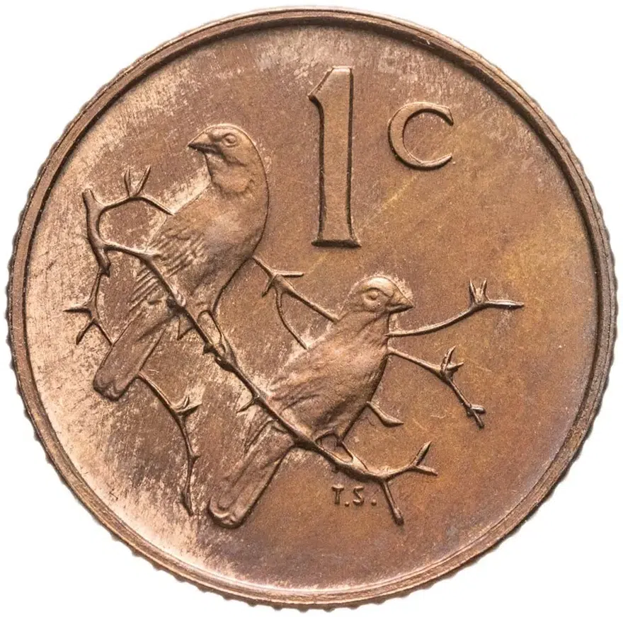 ЮАР 1 цент (cent) 1977, аверс