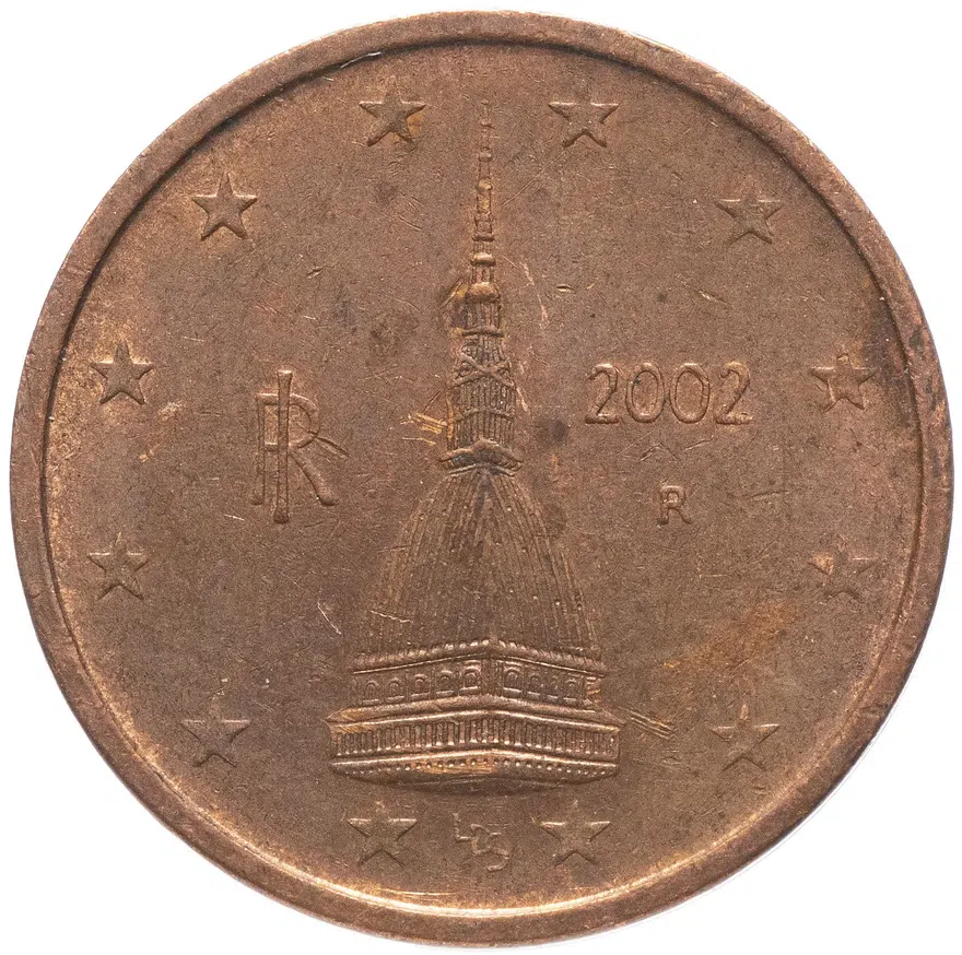 Италия 2 цента (cent) 2002-2019, реверс