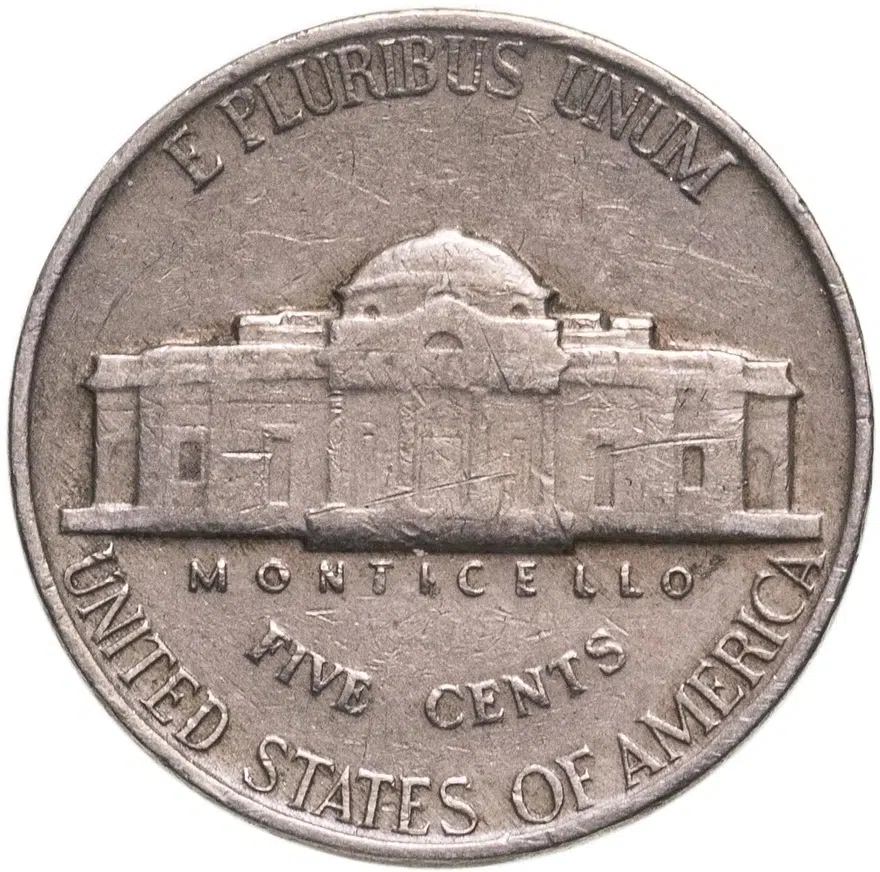 США 5 центов (cents) 1946  Jefferson Nickel Без отметки монетного двора, реверс