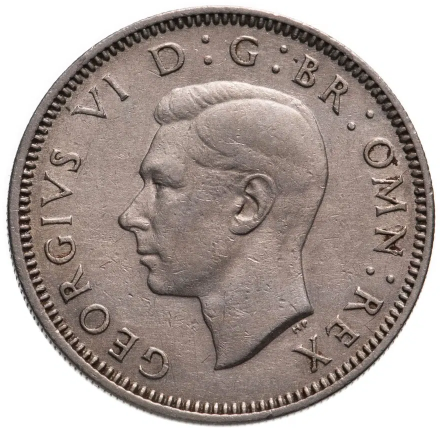 Великобритания 1 шиллинг (shilling) 1950  Английский шиллинг - лев, стоящий на короне, аверс