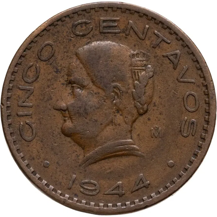 Мексика 5 сентаво (centavos) 1944, аверс