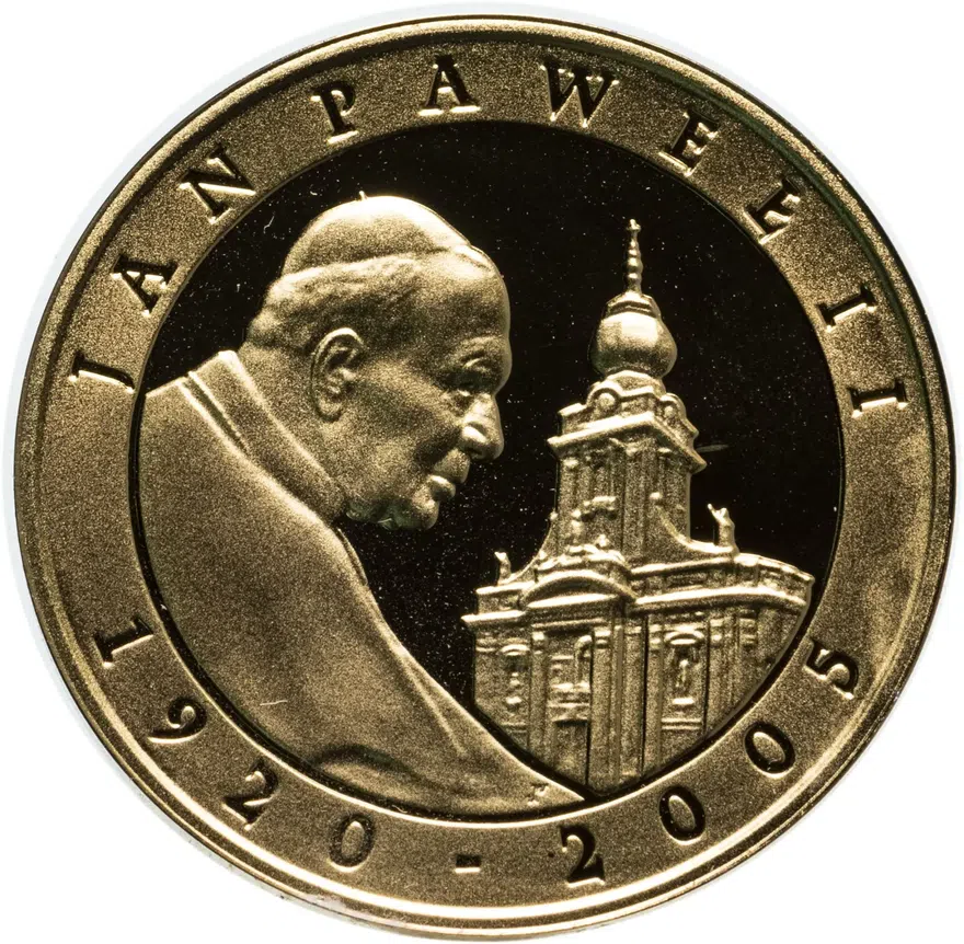 Польша 10 злотых (zlotych) 2005  смерть Папы Иоанна Павела II, реверс