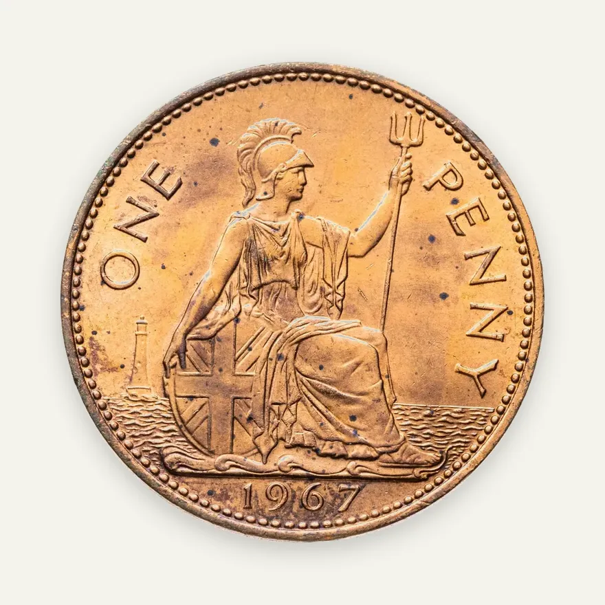 Великобритания 1 пенни (penny) 1967, реверс