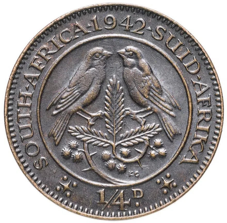 ЮАР 1/4 пенни (penny) 1942