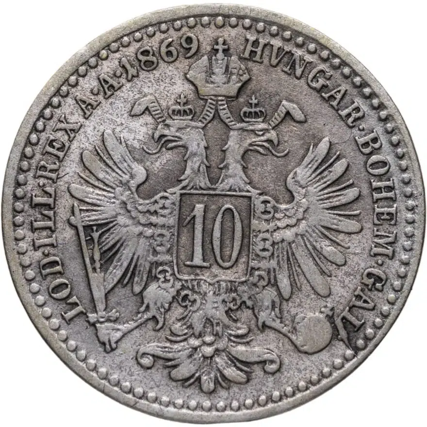 Австрия 10 крейцеров 1869, реверс