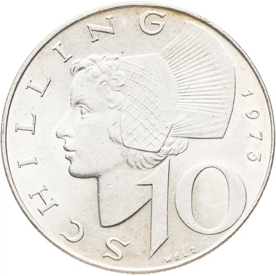 Австрия 10 шиллингов (shillings) 1973