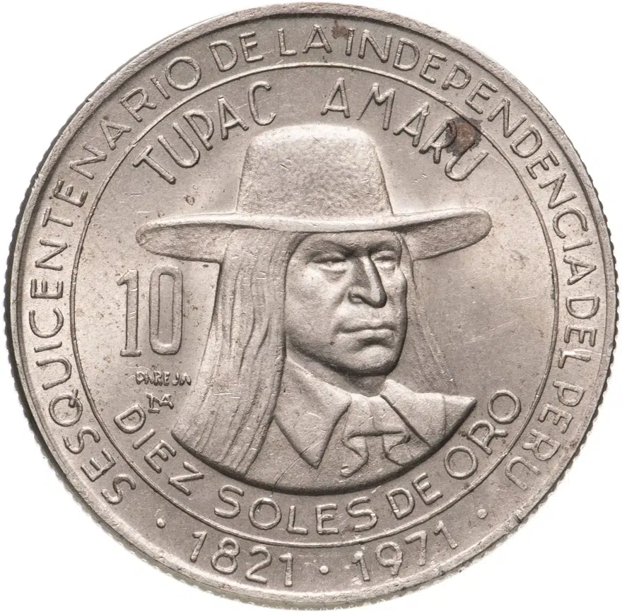 Перу 10 солей (soles) 1971   "150 лет Независимости"