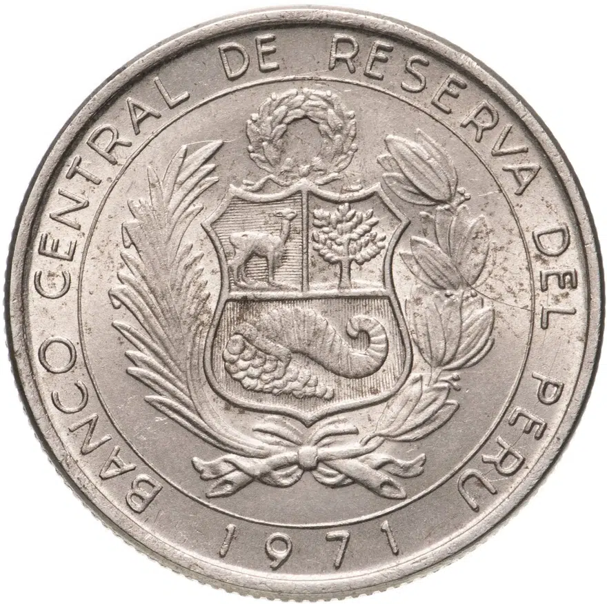 Перу 10 солей (soles) 1971   "150 лет Независимости", реверс