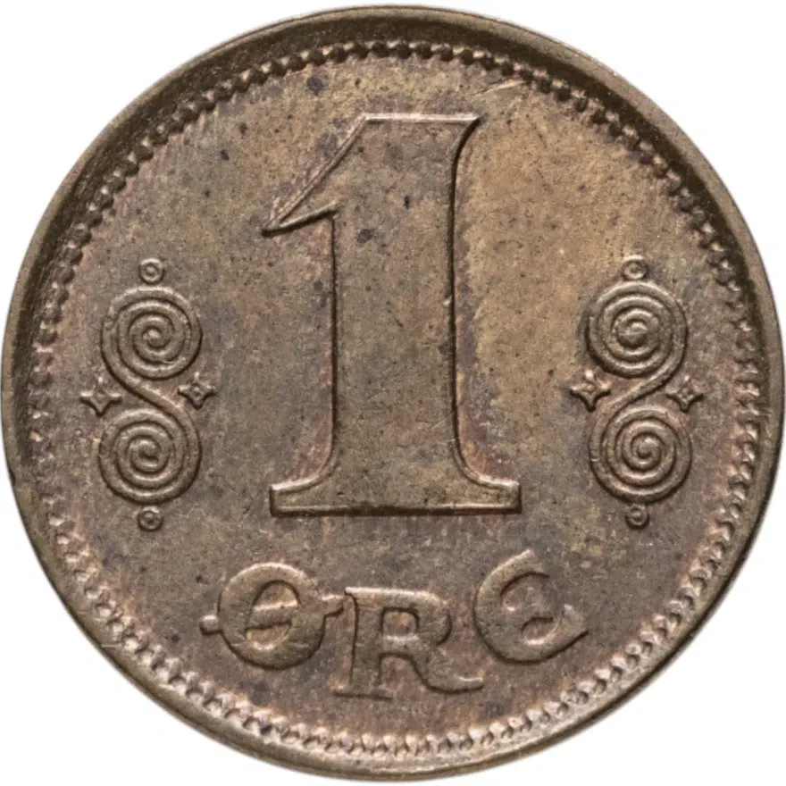 Дания 1 эре (ore) 1917, реверс