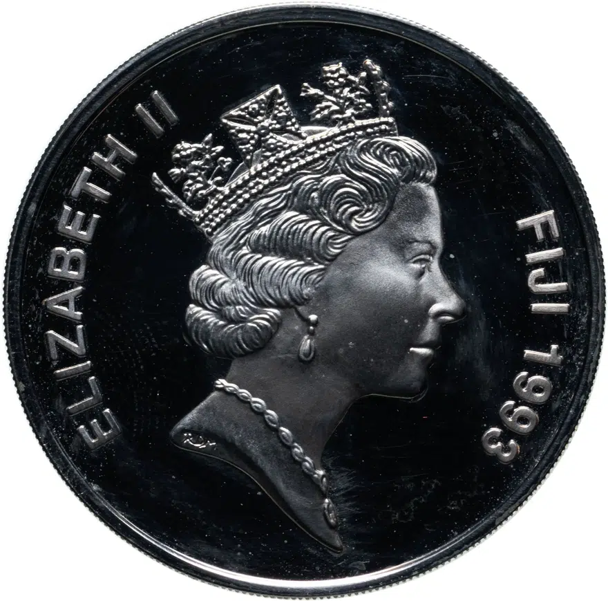 Фиджи 10 долларов (dollars) 1993 "350 лет открытию Фиджи", реверс