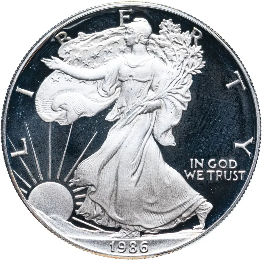 США 1 доллар (dollar) 1986 S Американский серебряный орёл знак монетного двора: "S" - Сан-Франциско, аверс