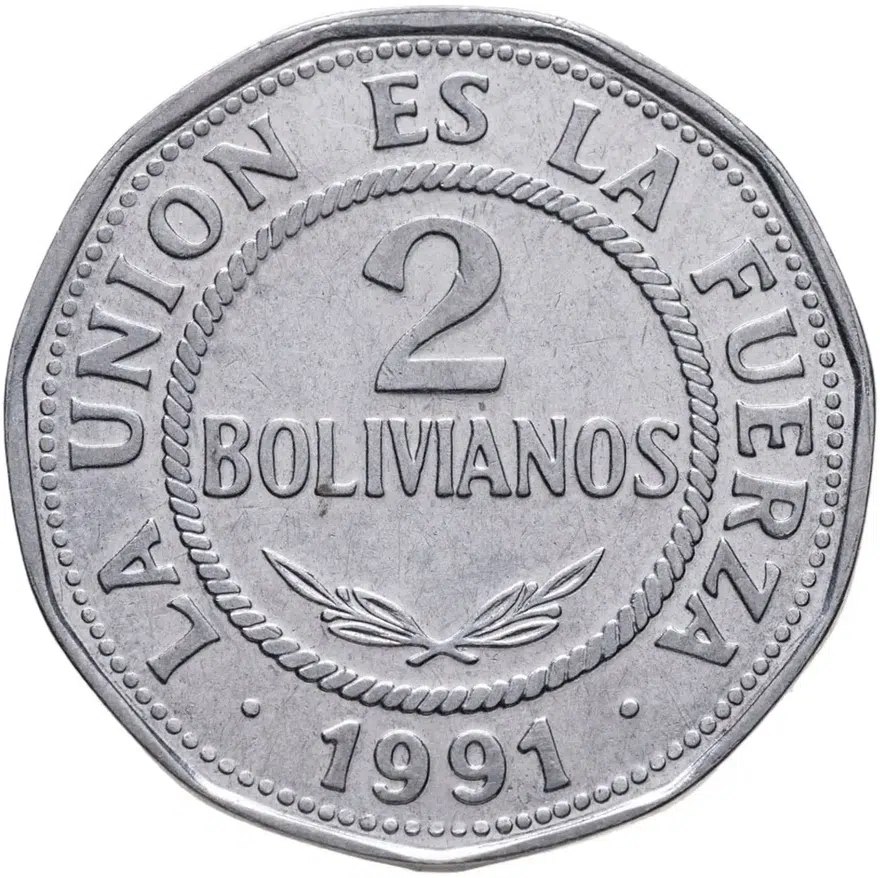 Боливия 2 боливиано (bolivianos) 1991