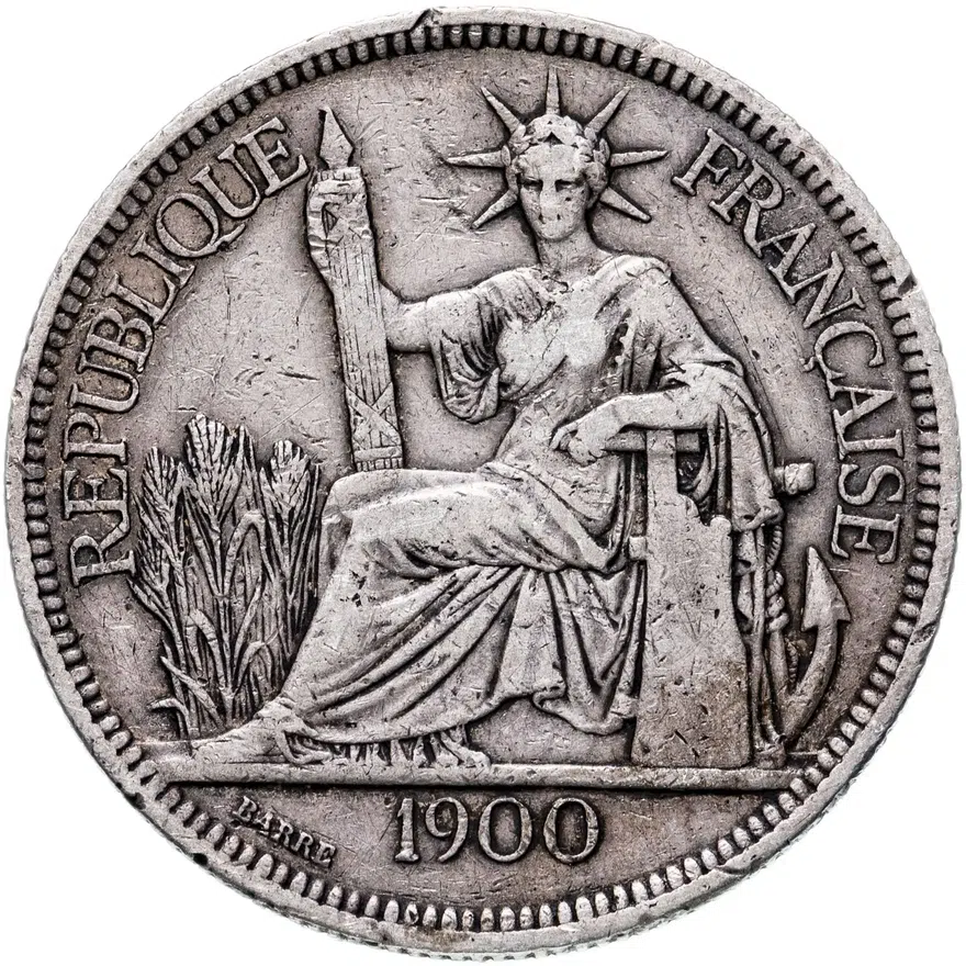 Французский Индокитай 1 пиастр (piastre) 1900, реверс