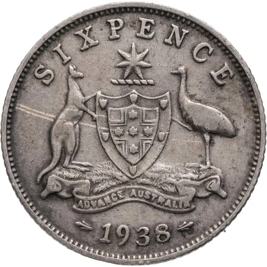 Австралия 6 пенсов (pence) 1938, реверс