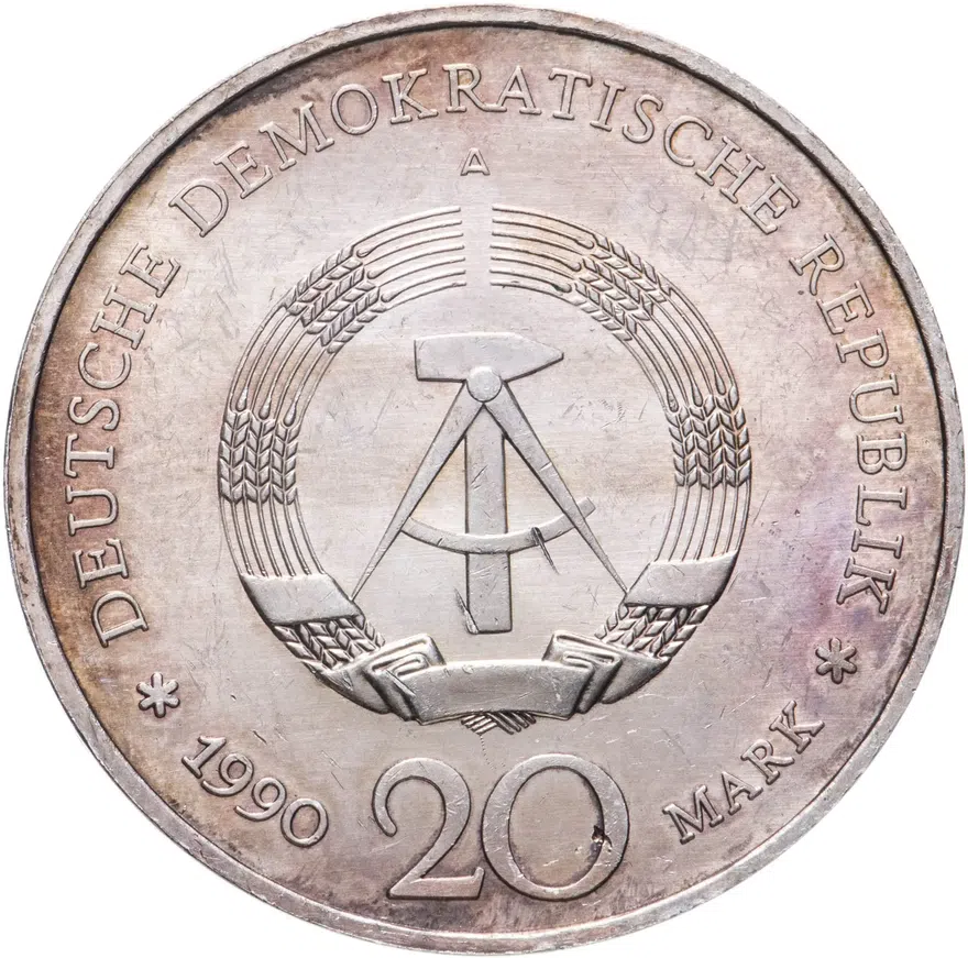 Германия 20 mark (марок) 1990 "Открытие Бранденбургских ворот ГДР", реверс