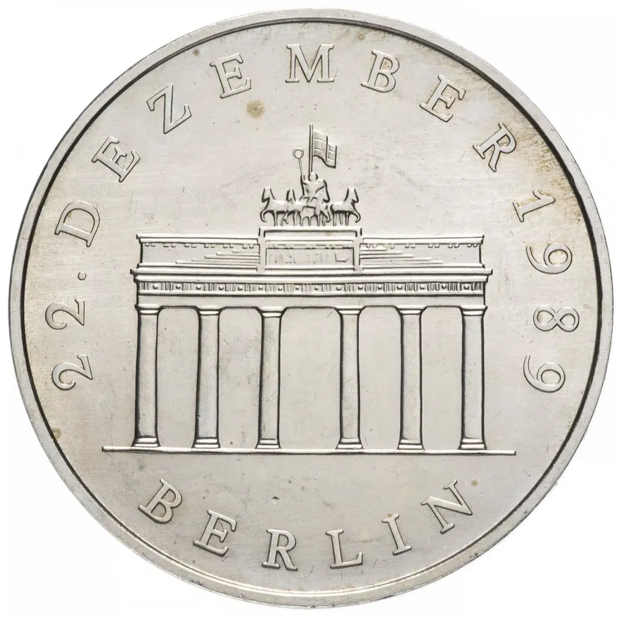 Германия 20 mark (марок) 1990 "Открытие Бранденбургских ворот ГДР", аверс