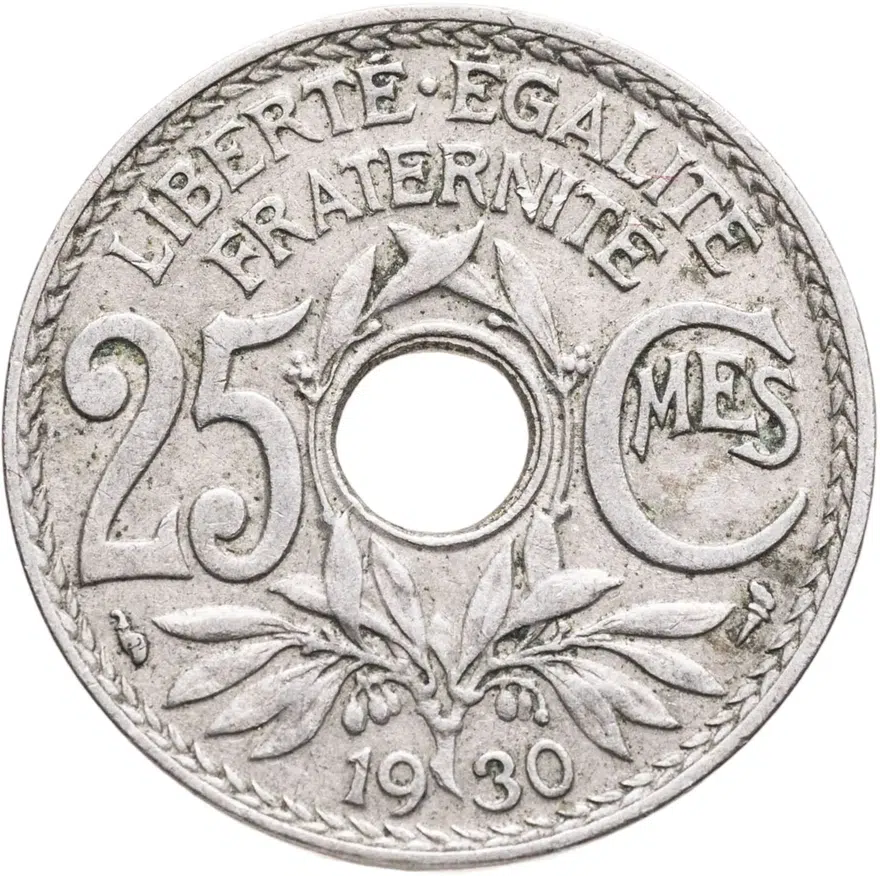 Франция 25 сантимов (centimes) 1930, реверс