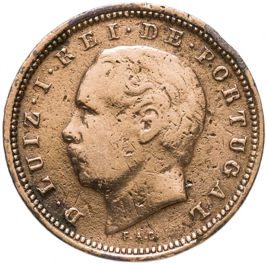 Португалия 5 рейс (reis) 1886, реверс