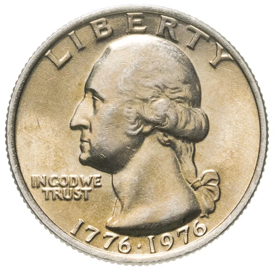 США 25 центов (квотер, 1/4 доллара, quarter dollar) 1976  200 лет независимости США (барабанщик) без обозначения монетного двора, аверс