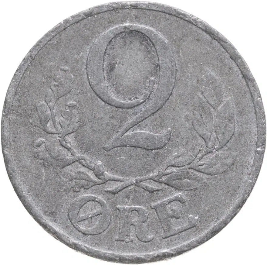 Дания 2 эре (ore) 1947, реверс