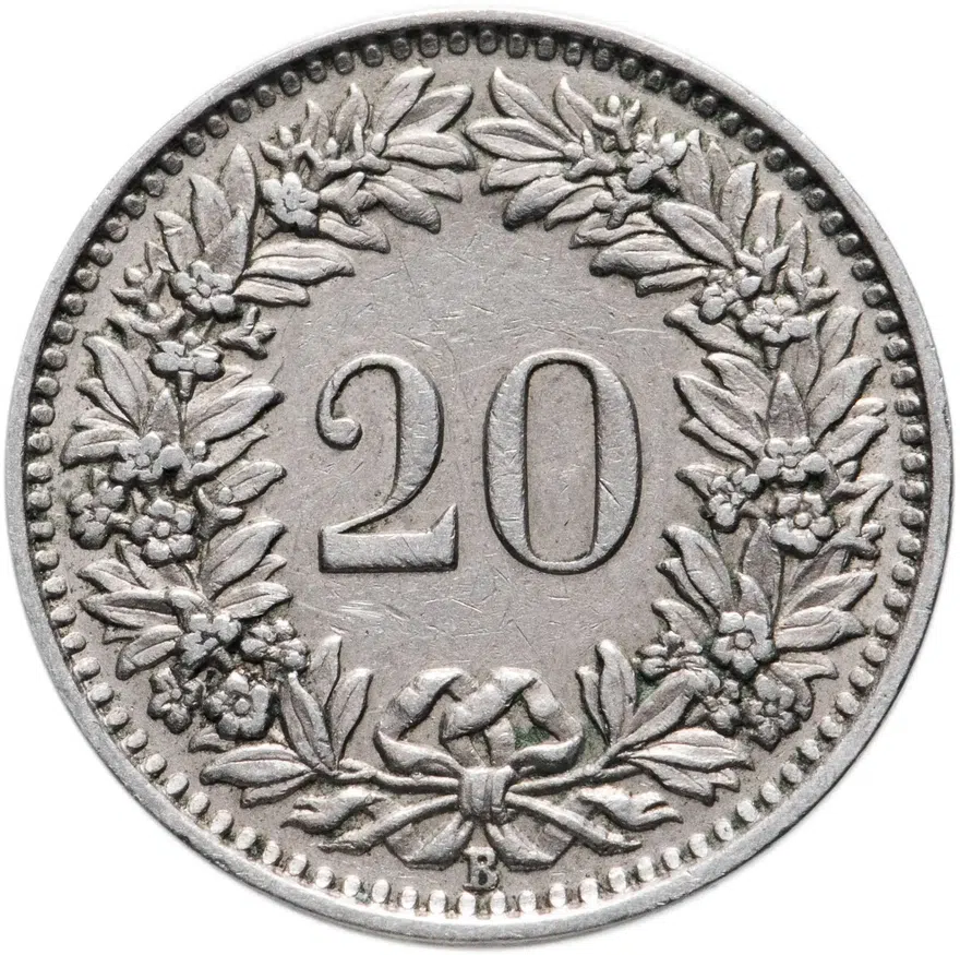 Швейцария 20 раппенов (rappen) 1944