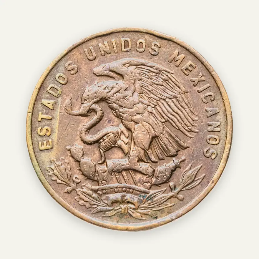 Мексика 20 сентаво (centavos) 1965, реверс