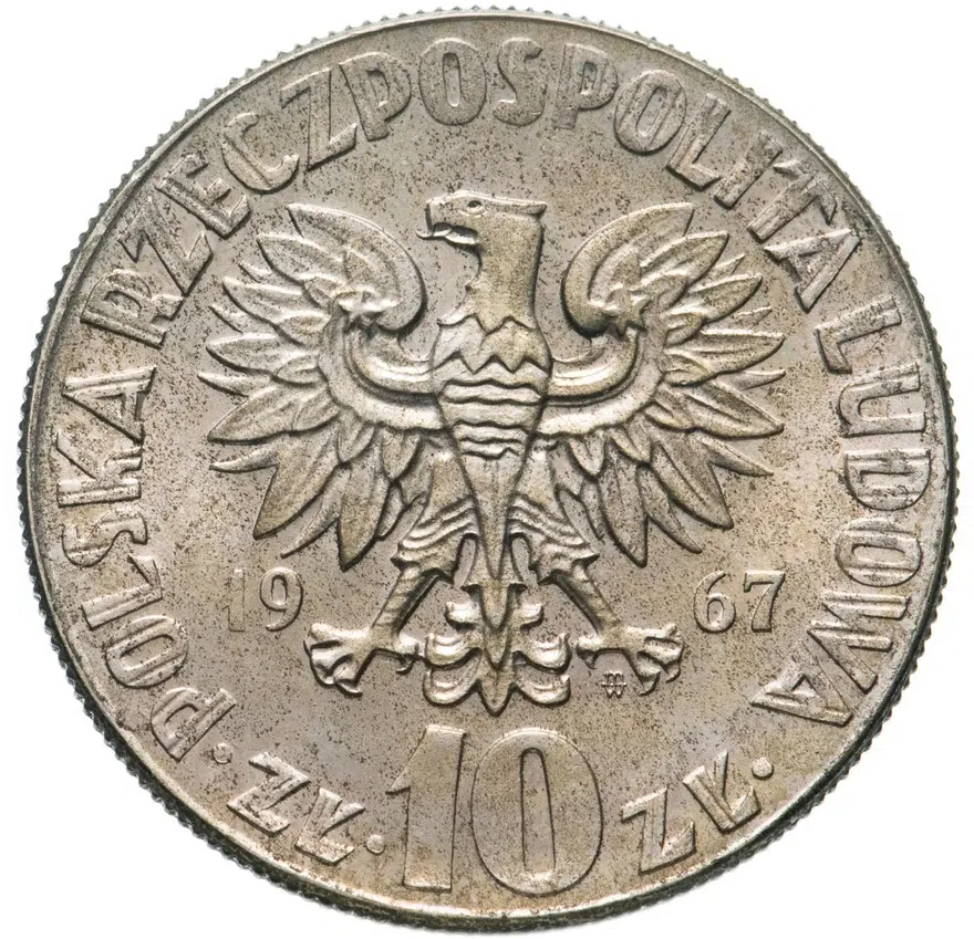 Польша 10 злотых (zlotych) 1967  Николай Коперник, реверс