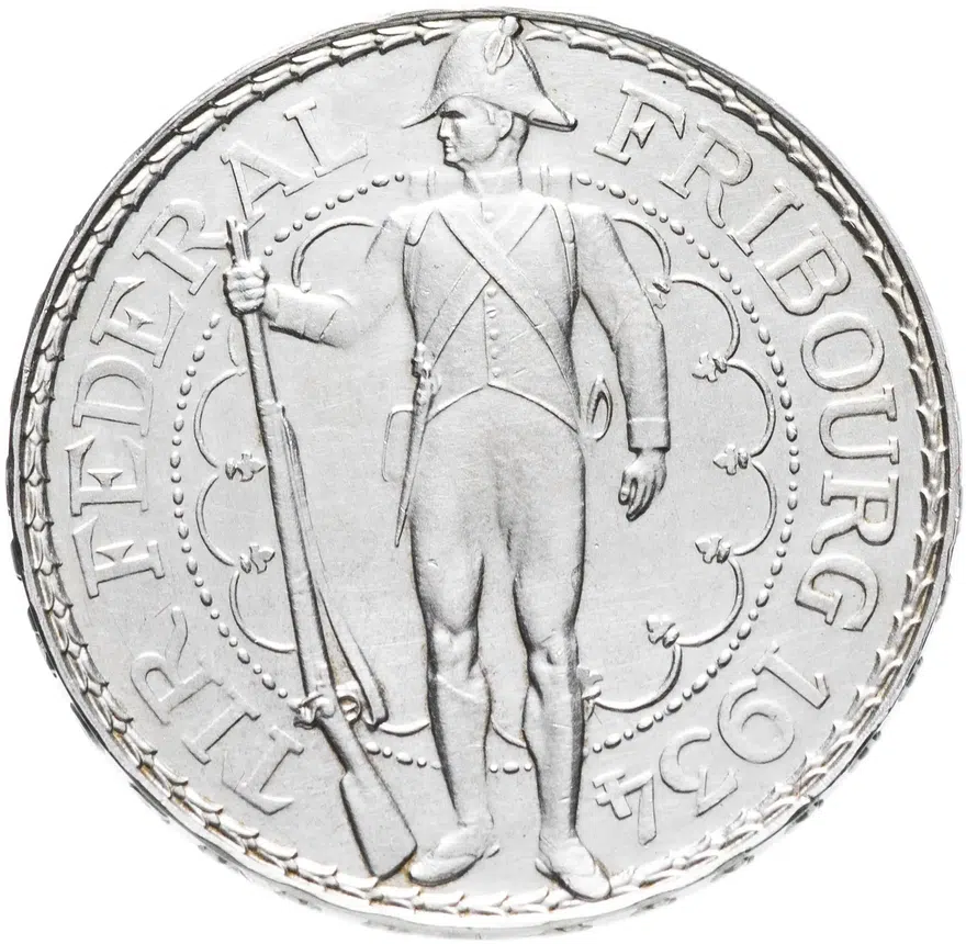 Швейцария 5 франков (francs) 1934 "Стрелковый фестиваль во Фрибуре"