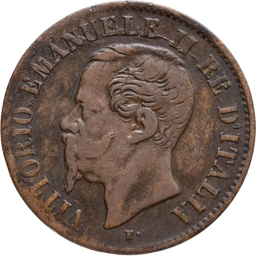 Италия 2 чентезимо (centesimi) 1861 N  знак монетного двора: "N" - Неаполь, реверс