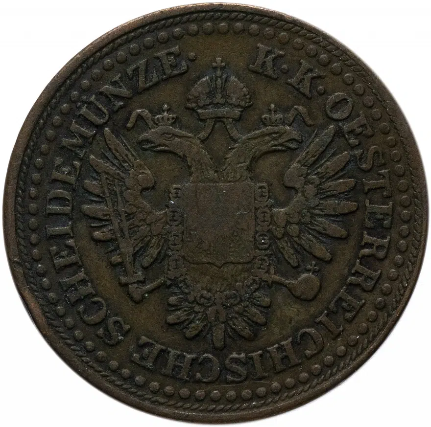 Австрия 3 крейцера (kreuzer) 1851 B, реверс