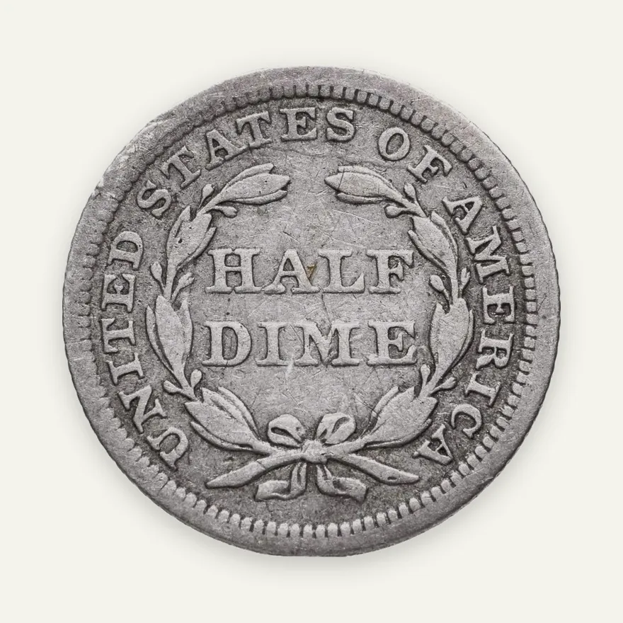 США 5 центов (1/2 дайма, half dime) 1853  Seated Liberty Half Dime Без отметки монетного двора, аверс