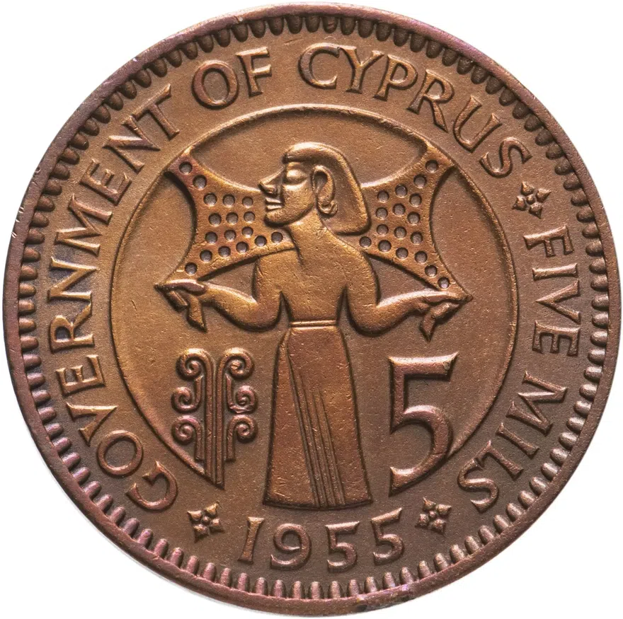 Кипр 5 милей (mils) 1955