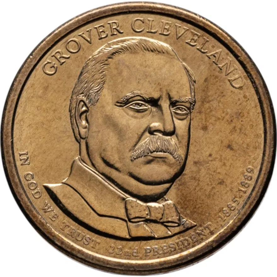США 1 доллар (dollar) 2012 D Президент США - Гровер Кливленд (1885–1889) знак монетного двора: "D" - Денвер, реверс