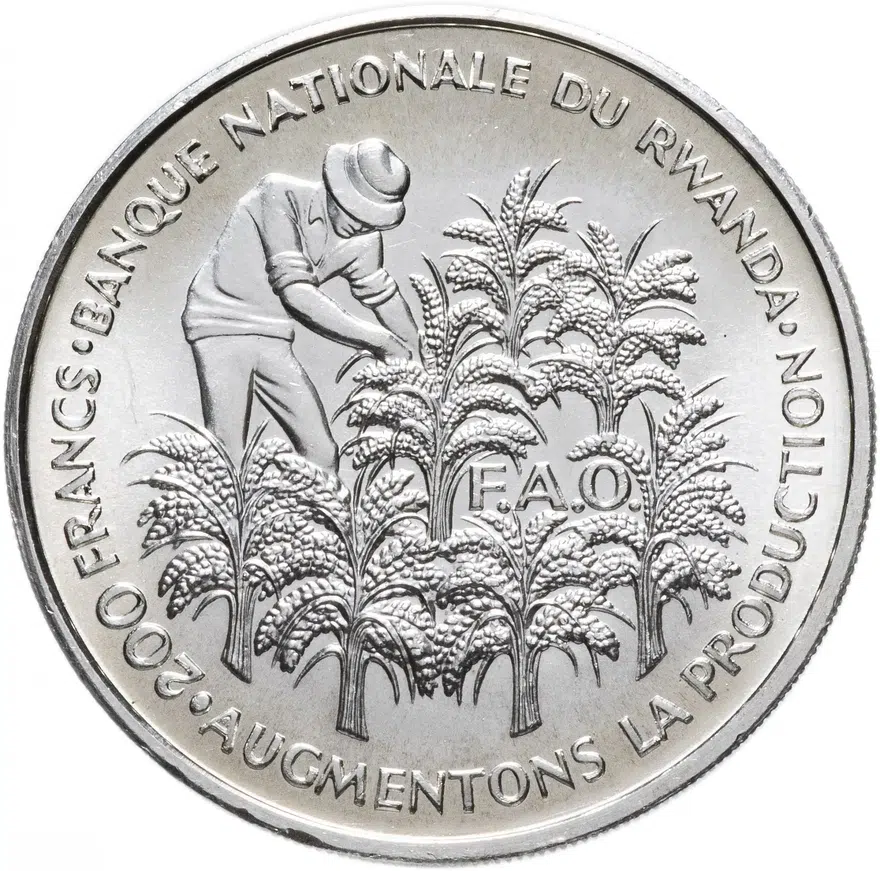 Руанда 200 франков (francs) 1972 "10 лет Независимости"