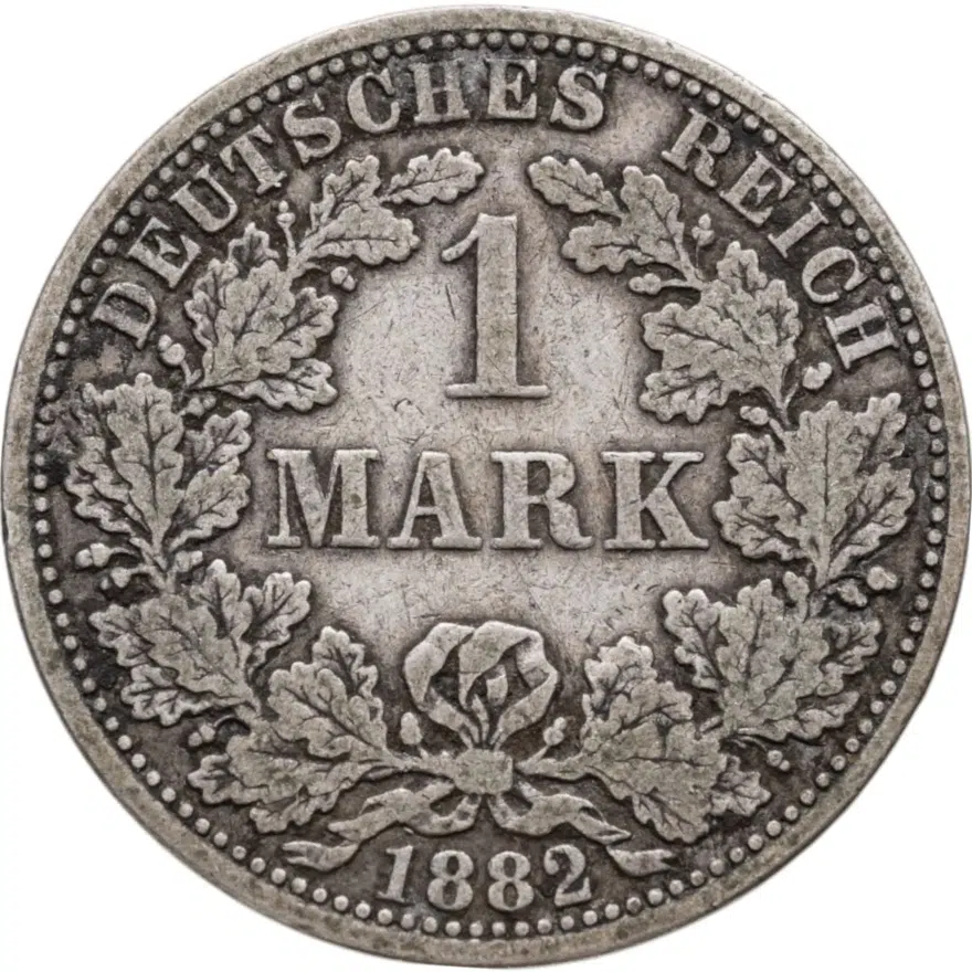 Германия 1 марка (mark) 1882 A  знак монетного двора: "A" - Берлин, аверс