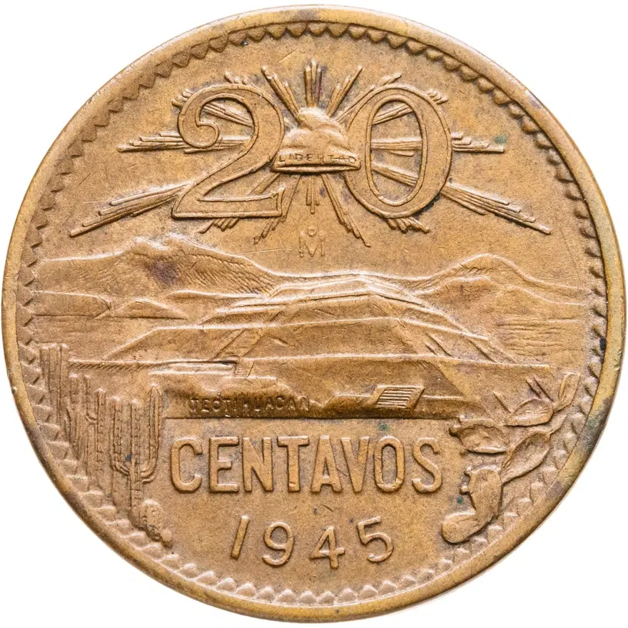 Мексика 20 сентаво (centavos) 1945, аверс