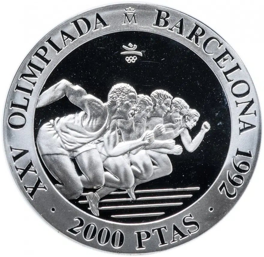 Испания 2000 песет (pesetas) 1992 "XXV Летние Олимпийские игры, Барселона 1992 - бег"