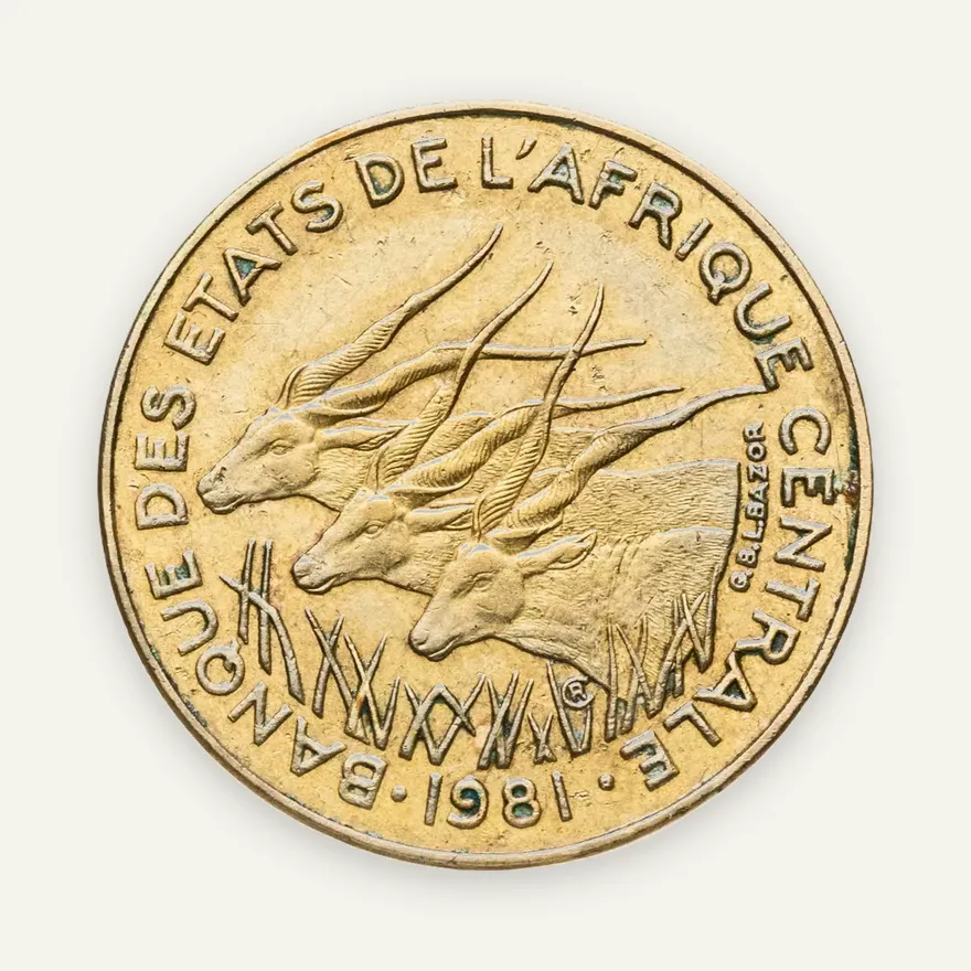 Центральная Африка (BEAC) 5 франков (francs) 1981, реверс