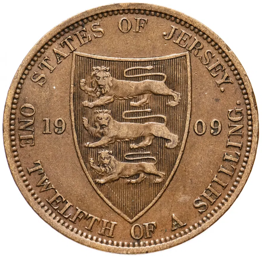 Джерси 1/12 шиллинга (shilling) 1909, аверс